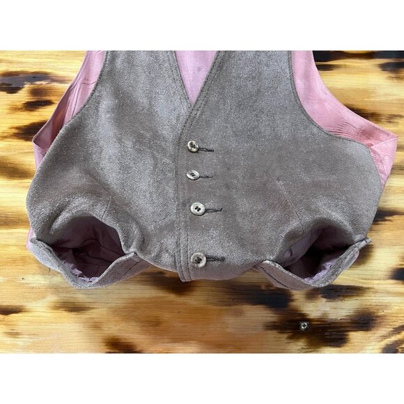 Or-Olon Suede Leather Vest Men Size 40 Brown Button Down Dress Style Classic - Picture 11 of 12